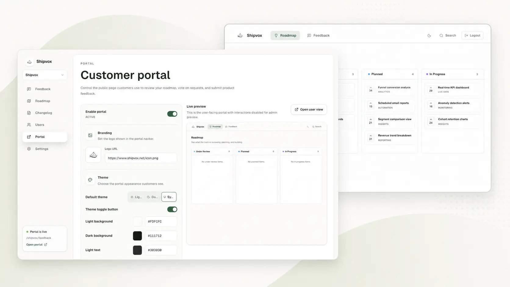 Shipvox public feedback and roadmap views prepared for an indie hacker launch